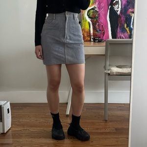 Light Blue Genuine Suede Leather Skirt from Braefair Leather